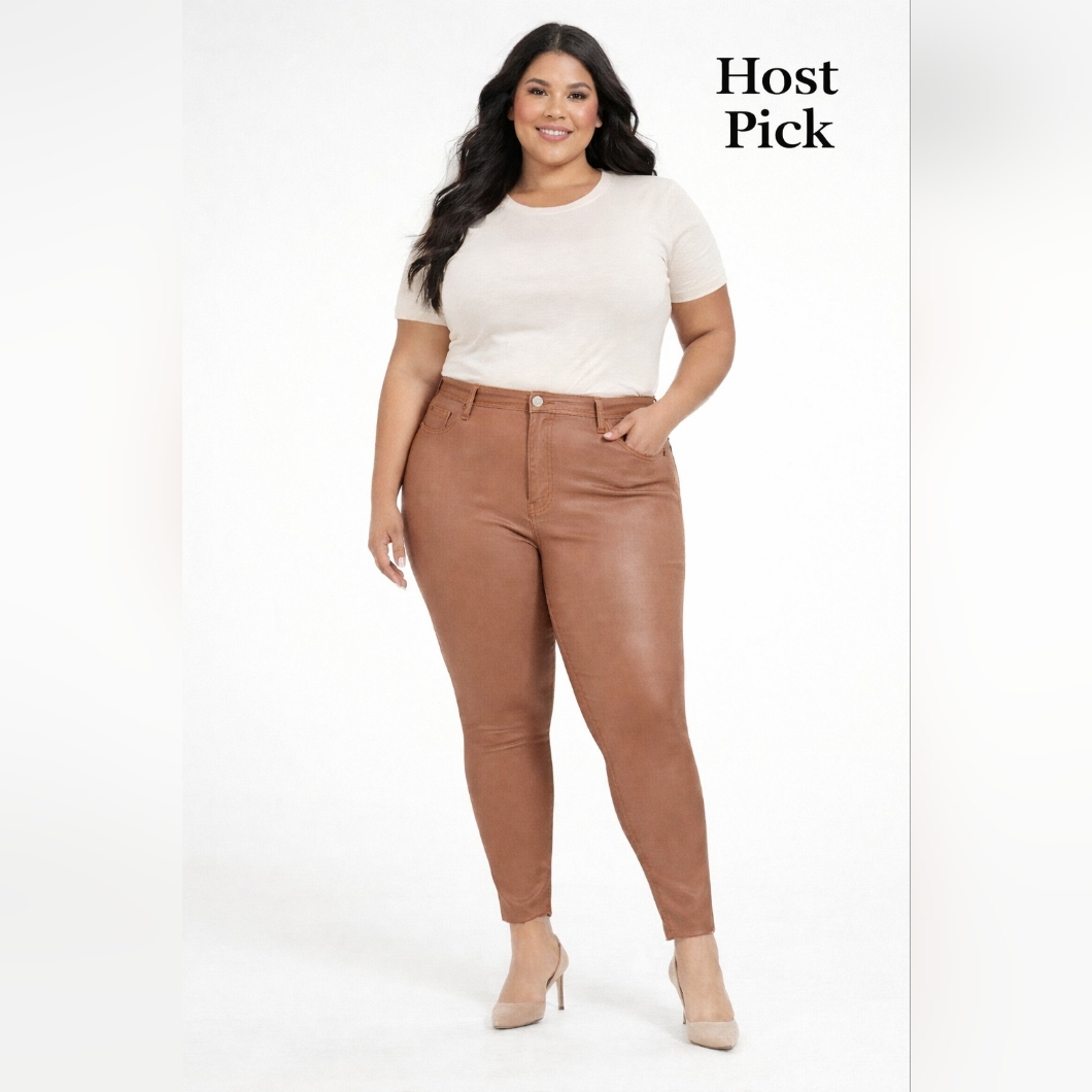 7 For All Mankind High Waist Ankle Skinny In Coated Amber Size 16